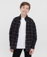 Рубашка в клетку черная Button Blue, школьная форма для мальчиков  фото, kupilegko.ru